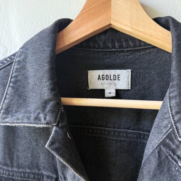 Agolde Black Jean Cropped Jacket, Medium - Picture 3 of 4